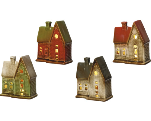 Svítící LED domek keramický 5 x 10 x 12, různé druhy Různé dekorativní světelné domky z keramiky