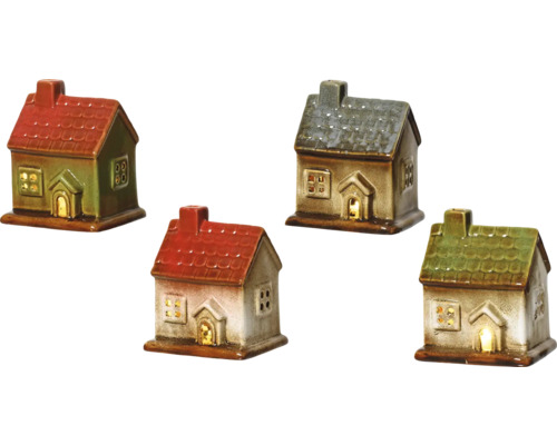 Svítící LED domek keramický 11 cm, různé druhy Různé keramické domy jako dekorace