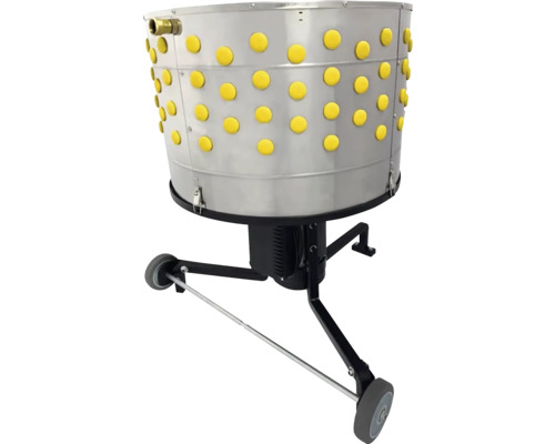 Nerezový škubač drůbeže se žlutými nopky a podvozkem