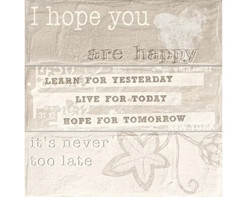 Dekorativní nástěnná dlaždice se slovy ''Doufám, že jsi šťastný''