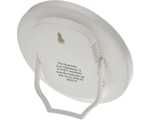 Pohled zezadu na kulatý vlhkoměr se stojanem