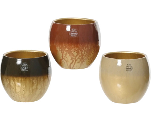 Obal na květináč Ø 16 x 14 cm glazovaný, různé druhy Tři glazované keramické květináče