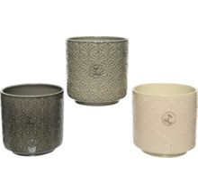 Tři strukturované keramické květináče