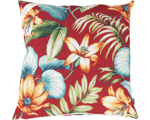 Čtvercový dekorativní polštář s květinovým a listovým vzorem