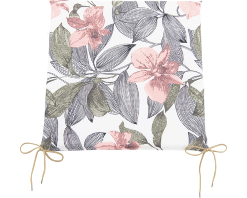 Roleta s květinovým vzorem a vázacími pásky