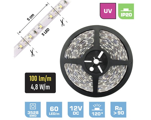 LED pásek FK technics IP20 4,8W 0,5m UV světlo, metrové zboží