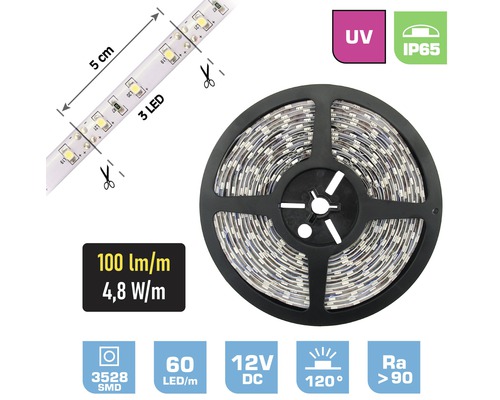 LED pásek FK technics IP20 2,4 W 50 lm 0,5 m UV světlo, metrážové zboží