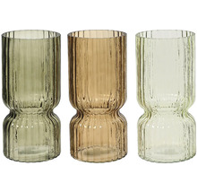 Tři rýhované skleněné vázy