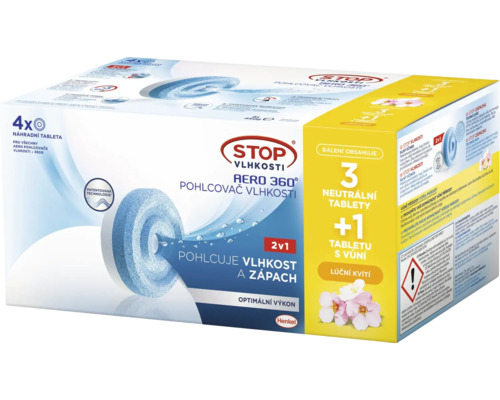 Náhradní tablety Stop Vlhkosti onpack luční kvítí 3+1 Náhradní náplň pohlcovače vlhkosti s neutrálními tabletami a tabletami s vůní květin