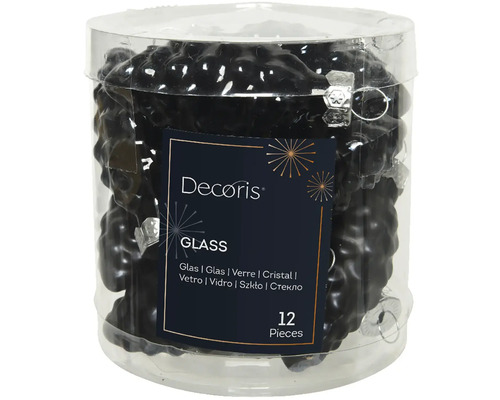 Skleněné ozdoby Decoris, 12 kusů v průhledném obalu