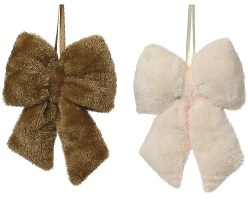 Mašle s umělou kožešinou závěsná 40 cm hnědá Dvě plyšové mašle k zavěšení.