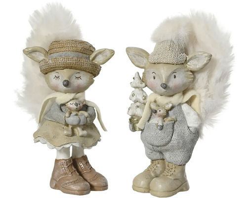 Dvě dekorativní figurky veverek s doplňky