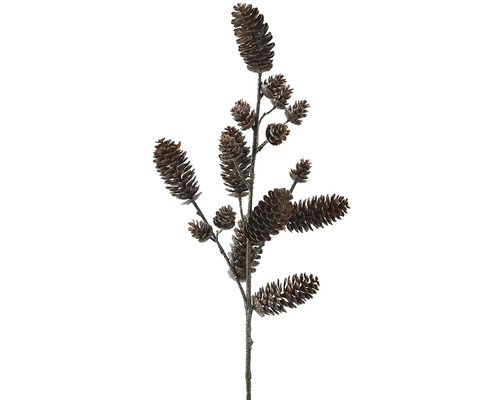 Umělá větev s šiškami 70 cm Dekorativní jedlová větev s hnědými šiškami pro interiérové dekorace