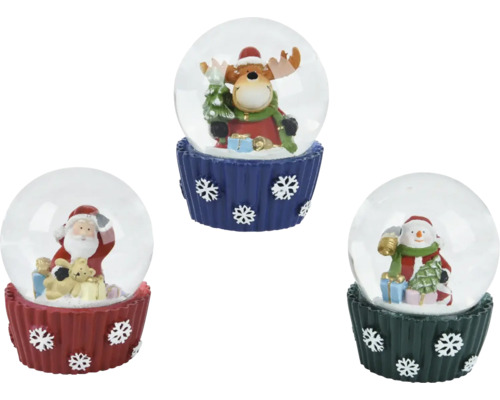 Sněžítko 9 cm, různé druhy Sněhové koule s Santa Clausem, sněhulákem a losem jako dekorace