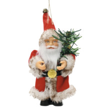 Figurka Santa Clause se stromem a zvonkem jako ozdoba vánočního stromku