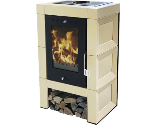 Krbová kamna DOMOFIRE Modena II. keramika černá 7 kW bez externího přívodu vzduchu Krbová kamna s poleny