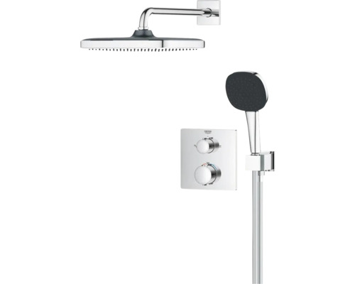 Sprchový systém s hlavovou sprchou, ruční sprchou a termostatickou baterií