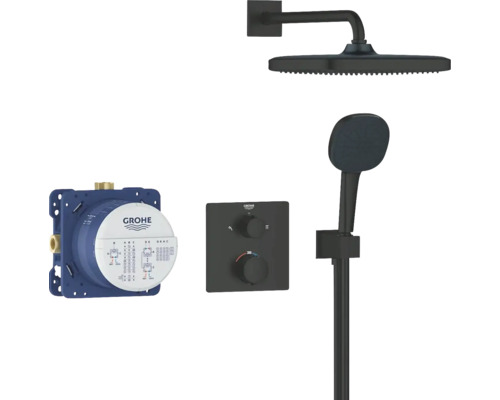 Sprchová souprava s hlavovou sprchou, ruční sprchou, podomítkovým termostatem a instalační krabicí