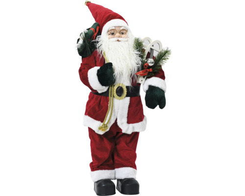 Figurka Santa Clause s pytlem dárků a sněžnicemi