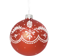 Červená vánoční ozdoba s bílým dekorem