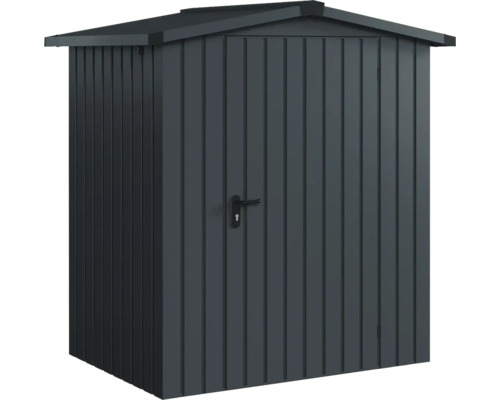 Kovový zahradní domek s dveřmi a sedlovou střechou