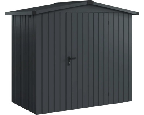 Kovová zahradní chatka s dveřmi a střechou