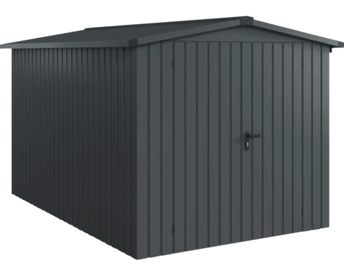 Kovový zahradní domek s dveřmi a sedlovou střechou