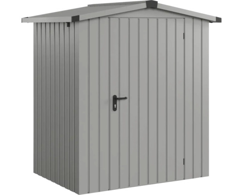 Kovová zahradní chatka s dveřmi a rukojetí