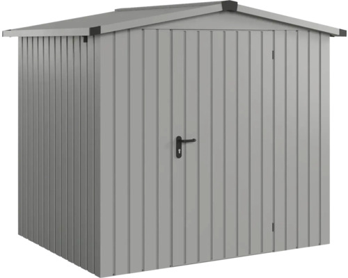 Kovová zahradní skříň s dveřmi a střechou