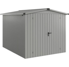 Kovový zahradní domek s dveřmi a sedlovou střechou