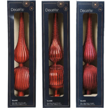 Tři skleněné dekorační špičky v obalu produktu
