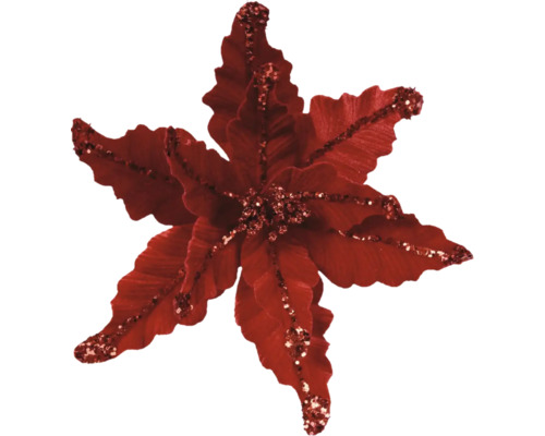Dekorační květ 44 cm tmavě červený Dekorativní vánoční hvězda s třpytkami