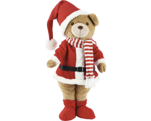 Medvídek jako Santa Claus s čepicí, kabátem a šálou
