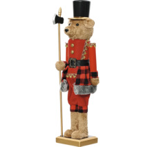 Dekorativní figurka medvěda jako louskáček s kloboukem a sekerou