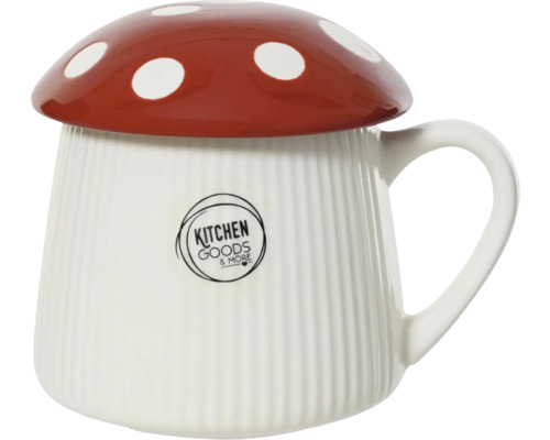 Keramický hrnek s houbovým víčkem a logem Kitchen Goods & More