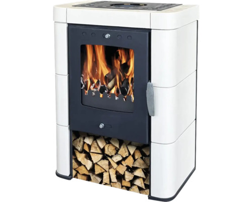 Krbová kamna DOMOFIRE Caorle II. keramika černá 6 kW bez externího přívodu vzduchu Krbová kamna s prostorem na dřevo a hořícím dřevem