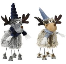 Dva dekorativní sobi s čepicí a šálou jako vánoční dekorace