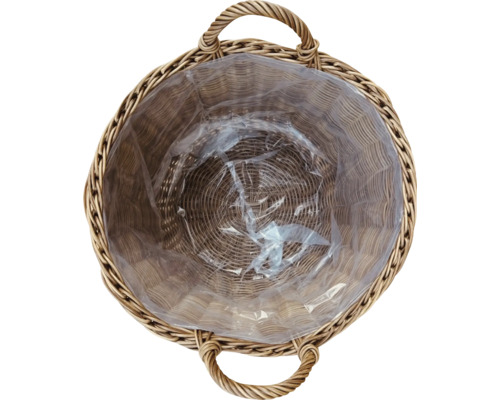 Proutěný koš na rostliny s fólií a držadly