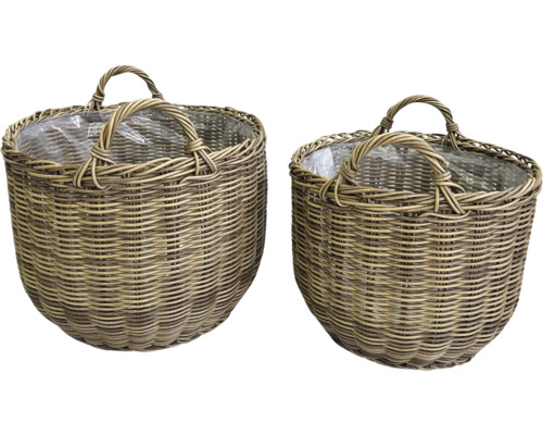 Dva proutěné koše s rukojetí