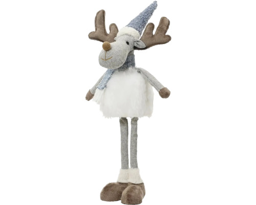 Dekorativní figurka losa s čepicí a šálou jako vánoční dekorace