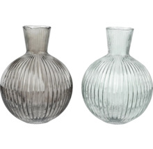 Dvě rýhované skleněné vázy