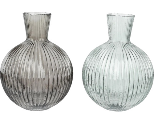 Váza skleněná výška 29 cm, různé barvy Dvě rýhované skleněné vázy