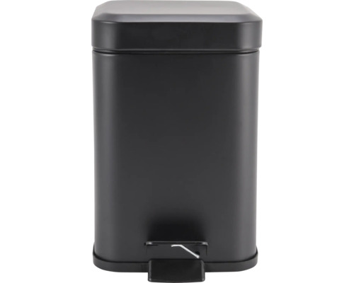 Černý kovový odpadkový koš s obdélníkovým víkem