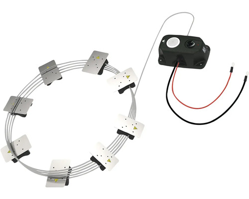 Elektrický ohradník proti zvířatům s řídicí jednotkou a osmi elektrodami
