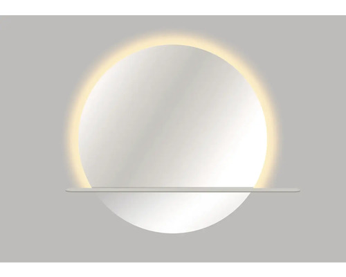 Kuleté zrcadlo do koupelny zrcadlo s osvětlením Cordia ROUND MIRROR WITH ALUMINIUM SHELF 60 x 60 cm IP 44