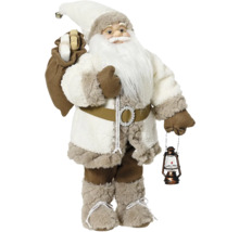 Dekorativní figurka Santa Clause s lucernou a taškou s dárky jako vánoční dekorace
