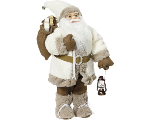 Dekorativní figurka Santa Clause s lucernou a taškou s dárky jako vánoční dekorace