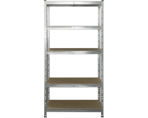 Regál s kovovým rámem a pěti policemi