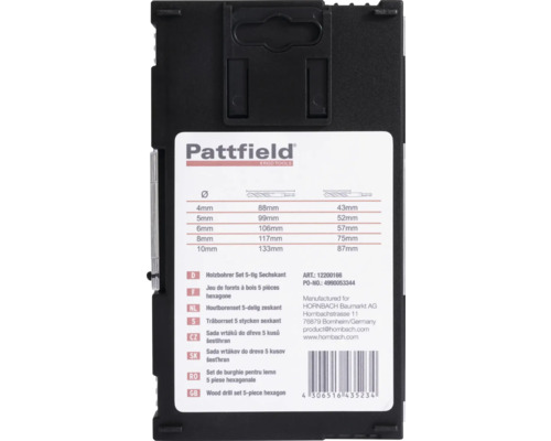 Sada vrtáků do dřeva Pattfield, 5 kusů, šestihran