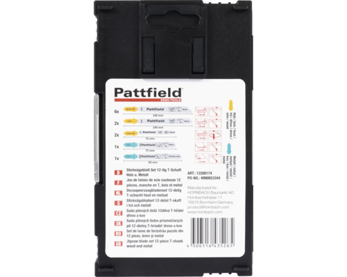 Sada pilových listů Pattfield 12dílná T-hřídel dřevo a kov